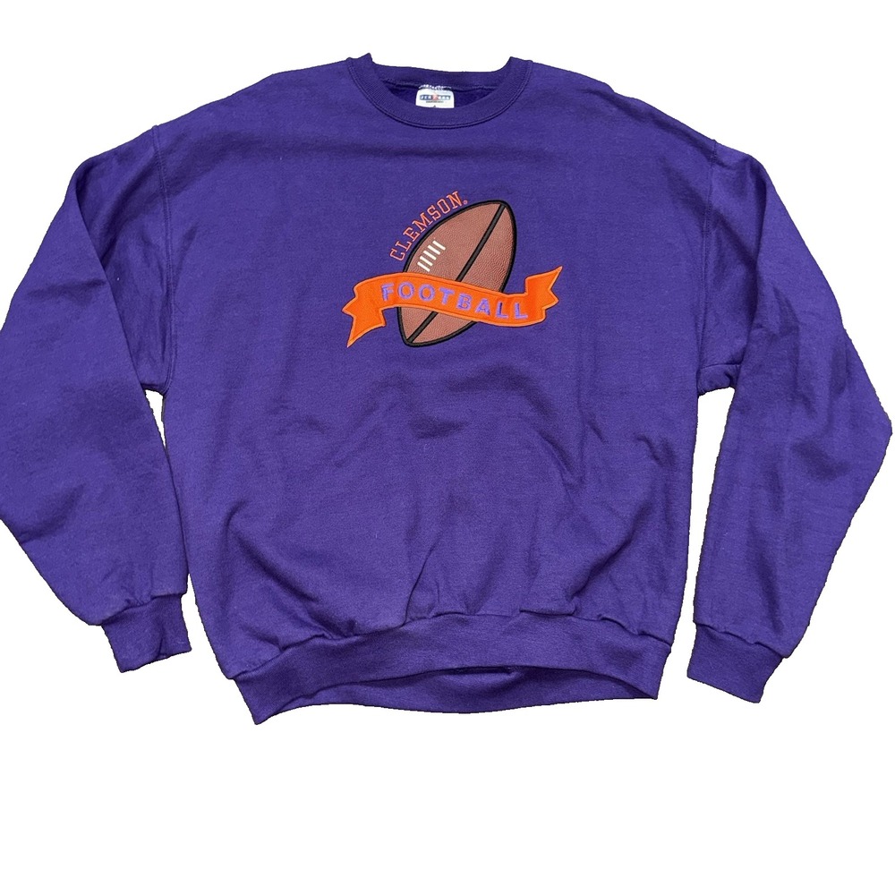 Jerzees Clemson Tigers Men's Large Purple Sweatshirt Crewneck Pullover Football